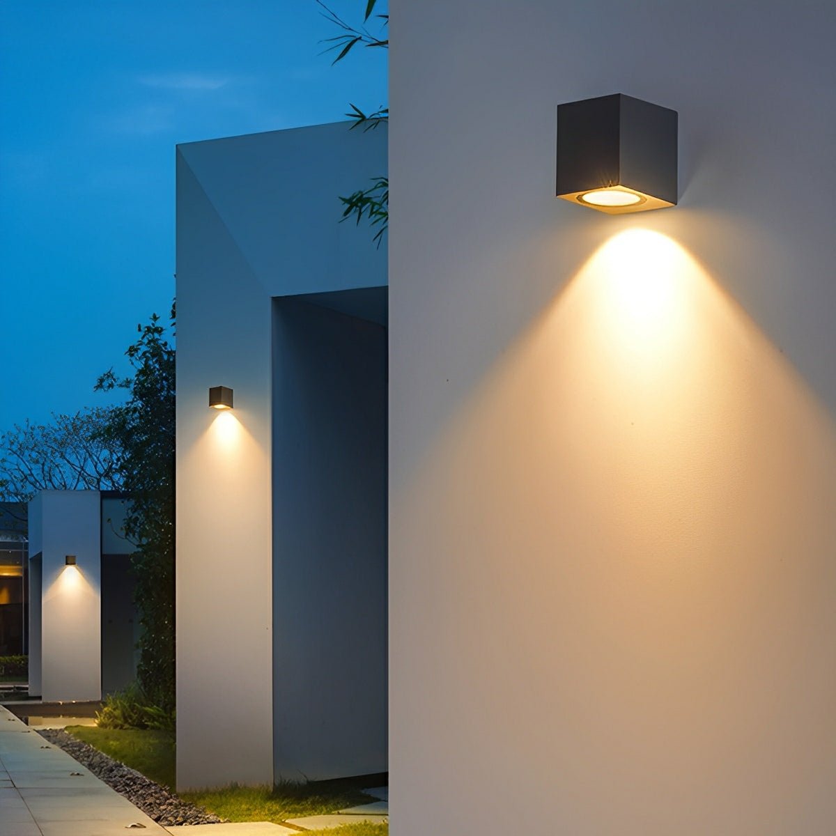 Outdoor Wall Washer Light Waterproof, Square Up Down Double LED Sconce - Modern Exterior Wall Lighting for Facade Patio Porch