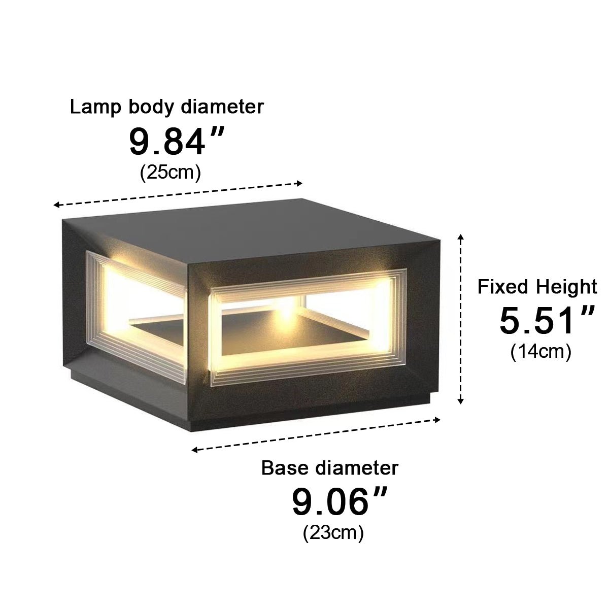 Outdoor Post Light Waterproof, Rectangular Stainless Steel LED Pillar Light - Modern Exterior Column Lighting for Driveway Gate
