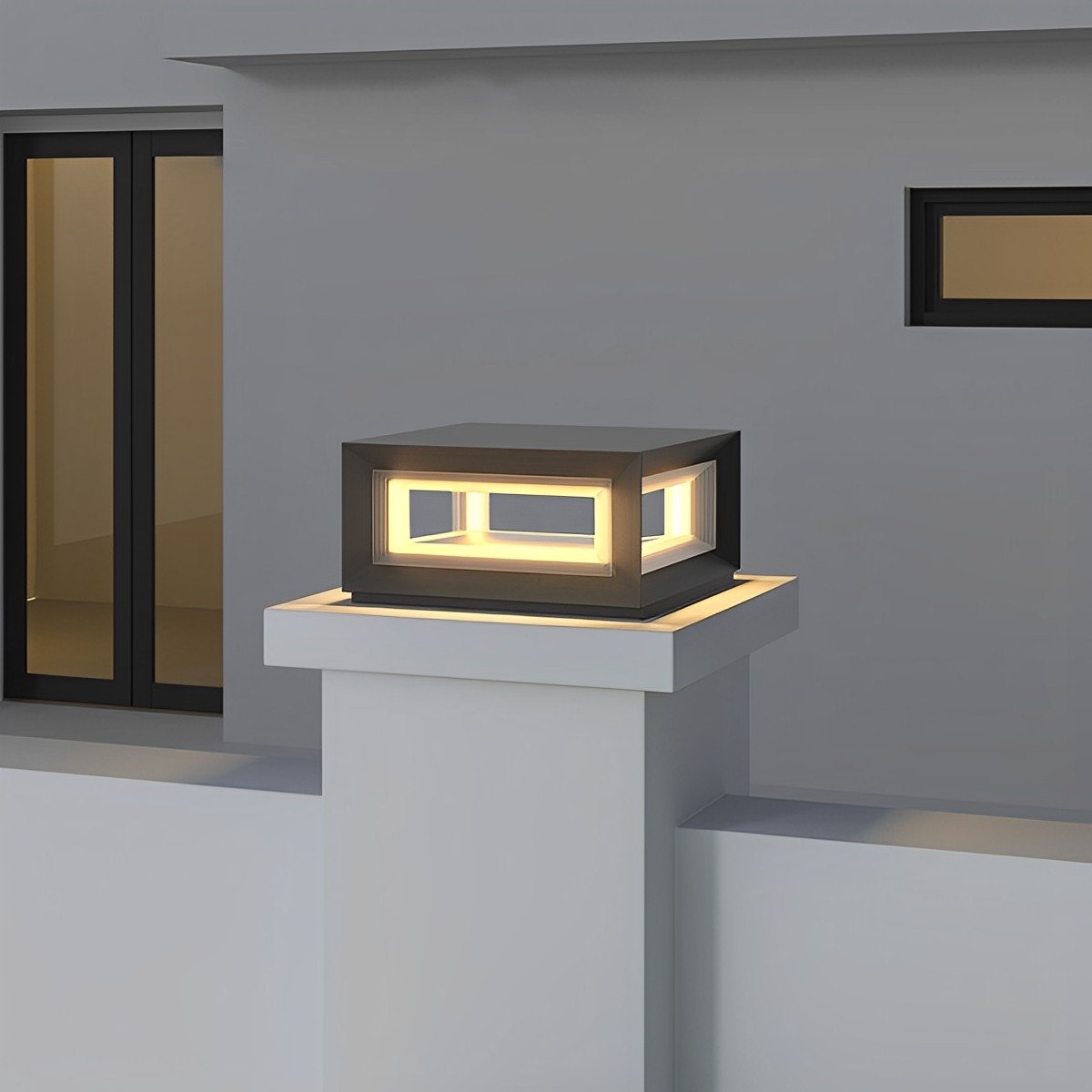 Outdoor Post Light Waterproof, Rectangular Stainless Steel LED Pillar Light - Modern Exterior Column Lighting for Driveway Gate