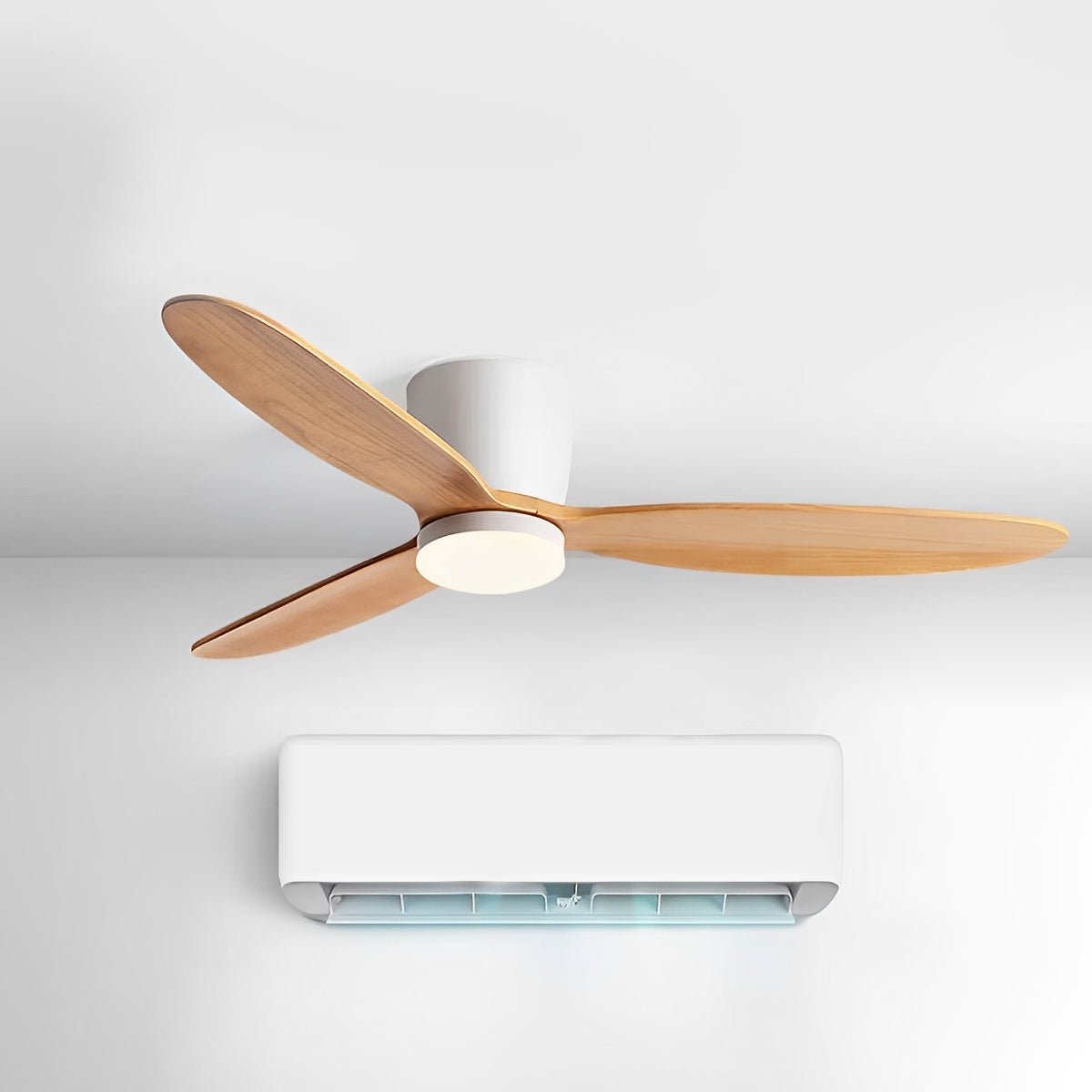 Wood Grain Ceiling Fan with Light, Reverse 6-Speed DC Inverter Motor - Modern Indoor LED Fan for Bedroom Living Room Remote
