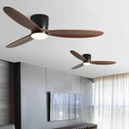 Wood Grain Ceiling Fan with Light, Reverse 6-Speed DC Inverter Motor - Modern Indoor LED Fan for Bedroom Living Room Remote