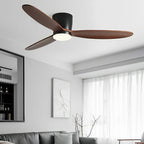 Wood Grain Ceiling Fan with Light, Reverse 6-Speed DC Inverter Motor - Modern Indoor LED Fan for Bedroom Living Room Remote