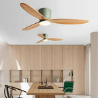 Wood Grain Ceiling Fan with Light, Reverse 6-Speed DC Inverter Motor - Modern Indoor LED Fan for Bedroom Living Room Remote