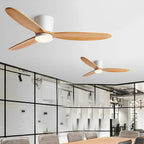 Wood Grain Ceiling Fan with Light, Reverse 6-Speed DC Inverter Motor - Modern Indoor LED Fan for Bedroom Living Room Remote