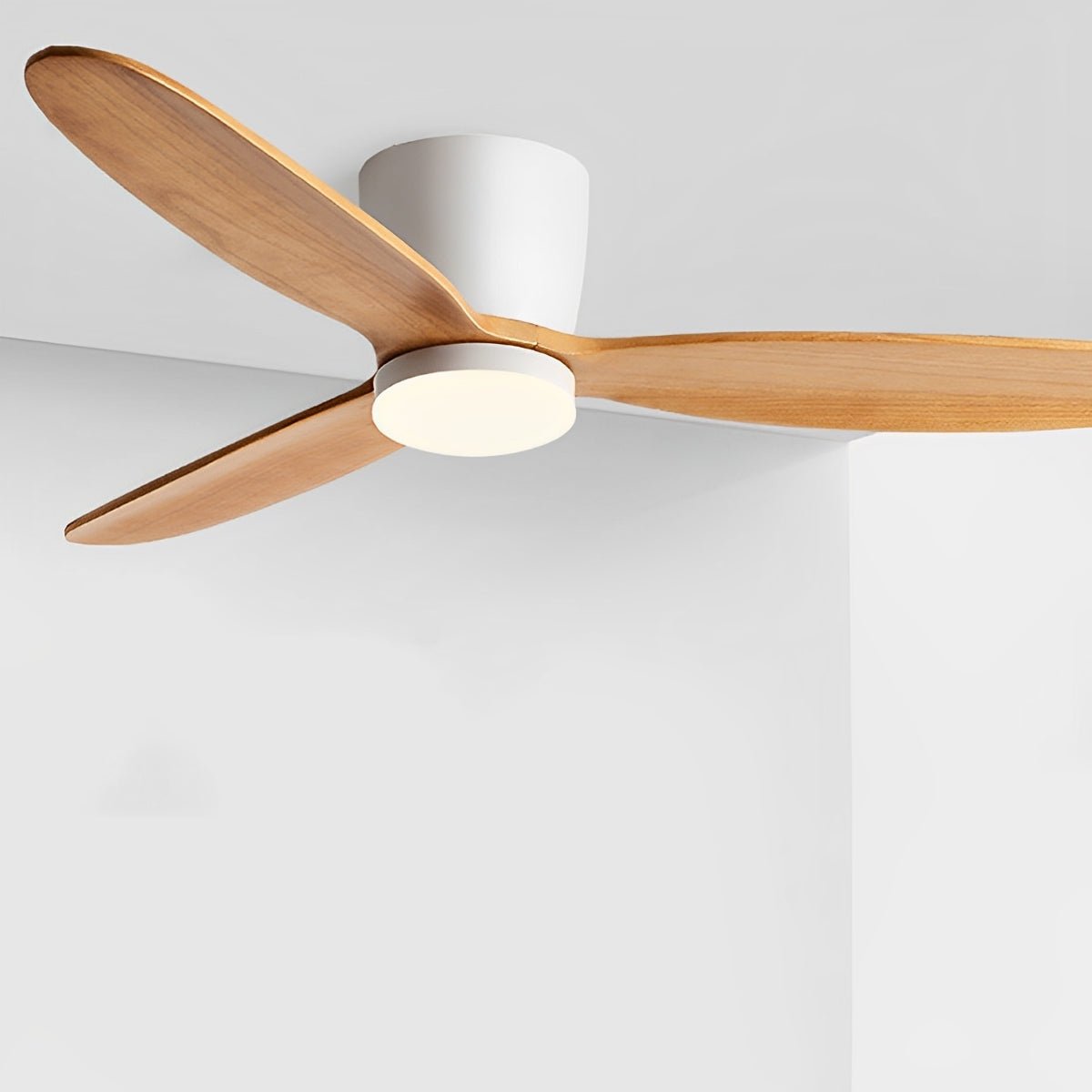 Wood Grain Ceiling Fan with Light, Reverse 6-Speed DC Inverter Motor - Modern Indoor LED Fan for Bedroom Living Room Remote