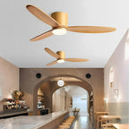 Wood Grain Ceiling Fan with Light, Reverse 6-Speed DC Inverter Motor - Modern Indoor LED Fan for Bedroom Living Room Remote