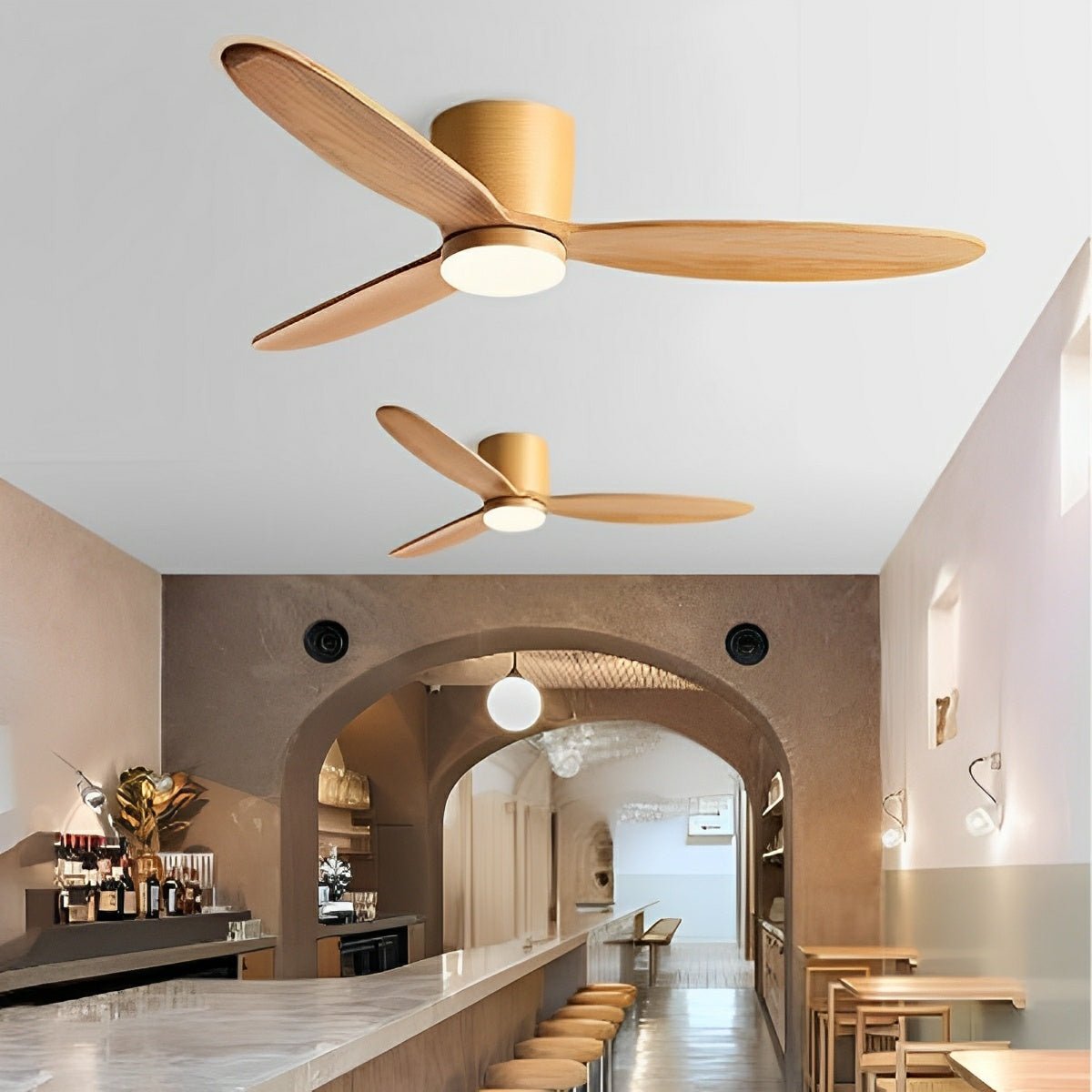 Wood Grain Ceiling Fan with Light, Reverse 6-Speed DC Inverter Motor - Modern Indoor LED Fan for Bedroom Living Room Remote