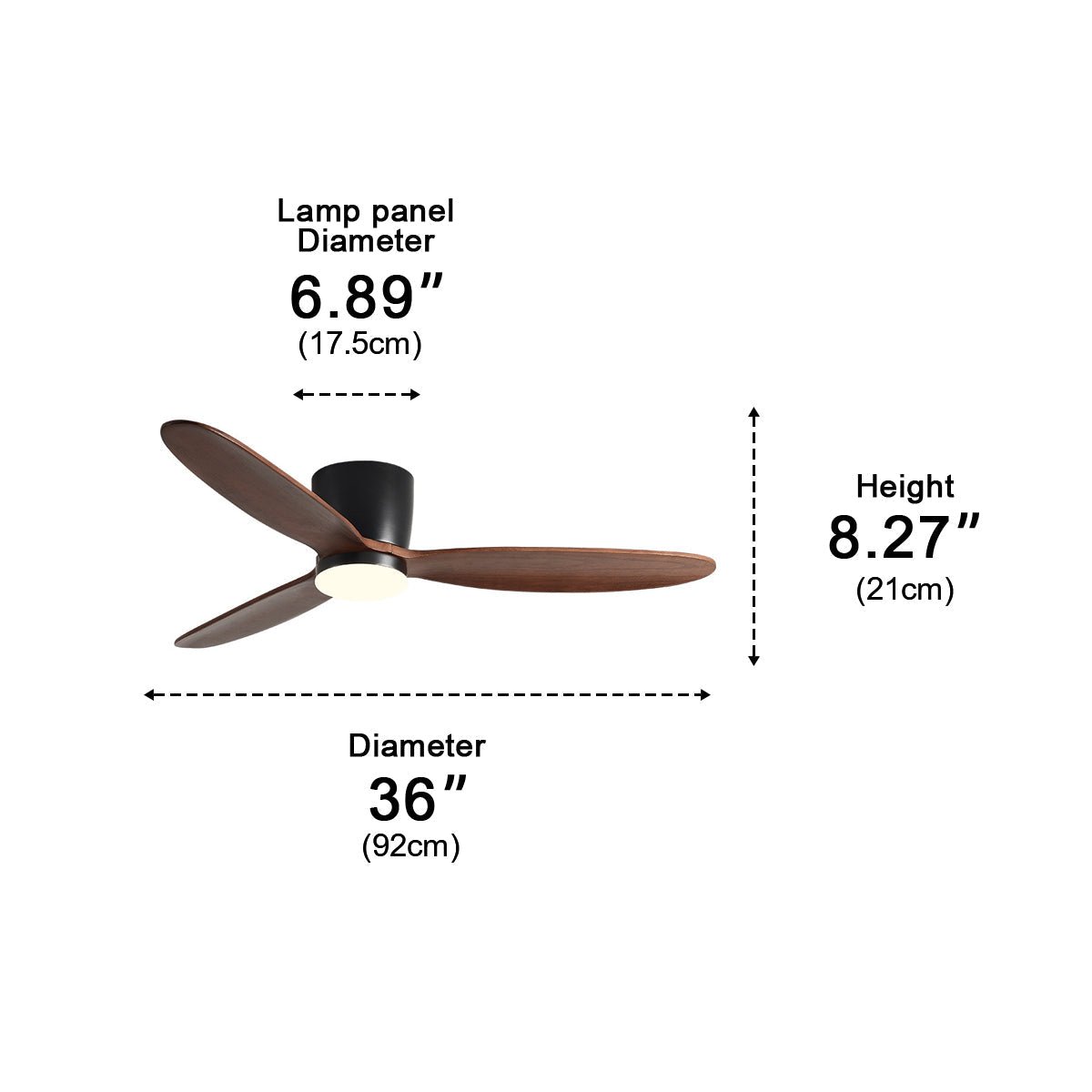 Wood Grain Ceiling Fan with Light, Reverse 6-Speed DC Inverter Motor - Modern Indoor LED Fan for Bedroom Living Room Remote