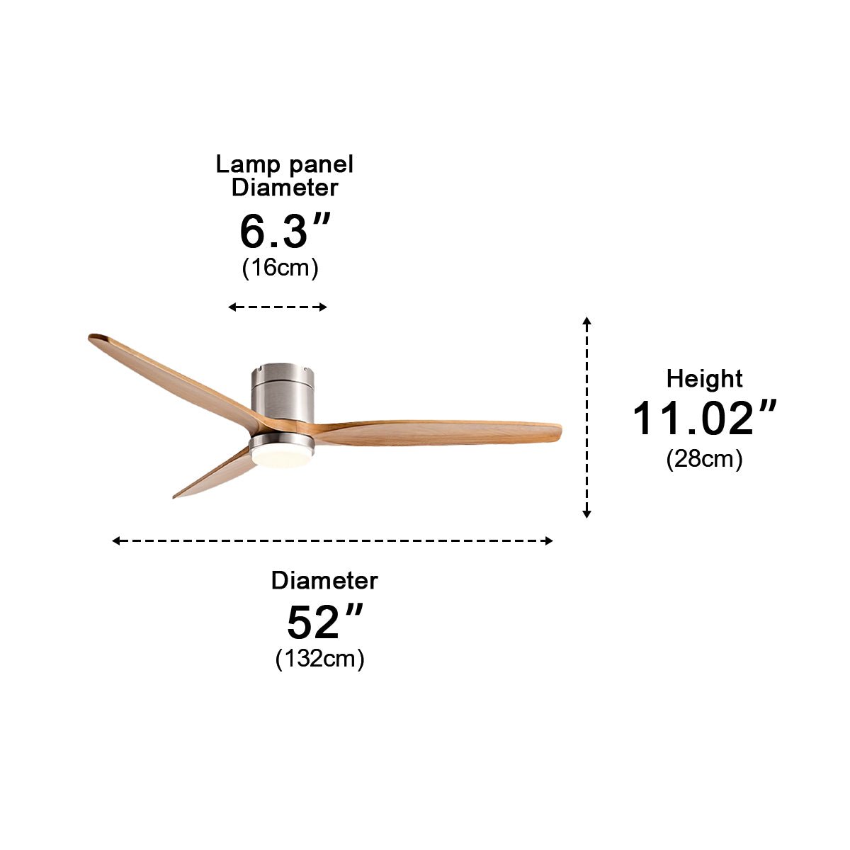 Wood Grain Ceiling Fan with Light and Remote, 6-Speed Reverse DC Motor - Modern Indoor LED Fan for Living Room Bedroom