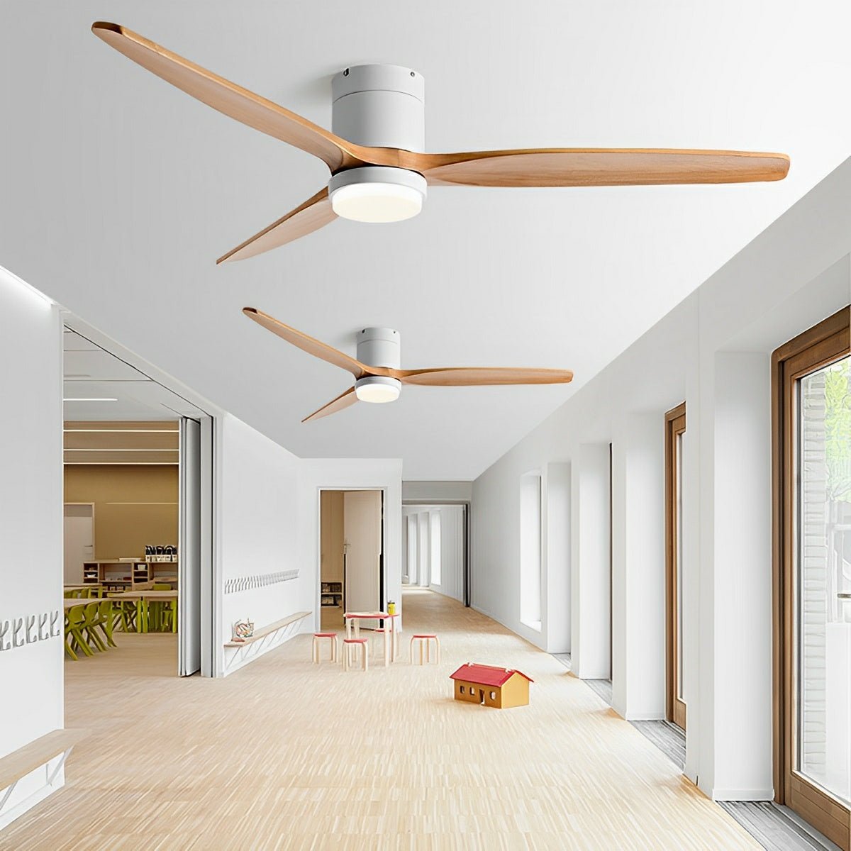 Wood Grain Ceiling Fan with Light and Remote, 6-Speed Reverse DC Motor - Modern Indoor LED Fan for Living Room Bedroom