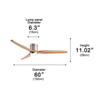 Wood Grain Ceiling Fan with Light and Remote, 6-Speed Reverse DC Motor - Modern Indoor LED Fan for Living Room Bedroom