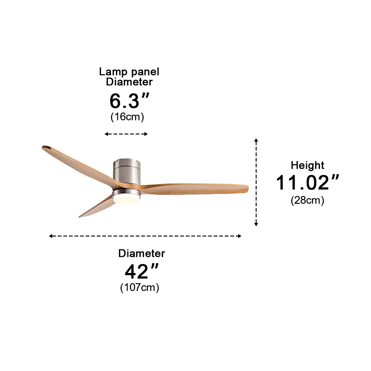 Wood Grain Ceiling Fan with Light and Remote, 6-Speed Reverse DC Motor - Modern Indoor LED Fan for Living Room Bedroom