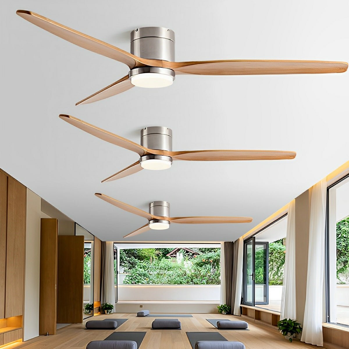 Wood Grain Ceiling Fan with Light and Remote, 6-Speed Reverse DC Motor - Modern Indoor LED Fan for Living Room Bedroom