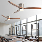 Wood Grain Ceiling Fan with Light and Remote, 6-Speed Reverse DC Motor - Modern Indoor LED Fan for Living Room Bedroom