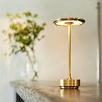 Cordless Table Lamp Rechargeable, Metallic Modern Bedside Lamp - Portable LED Dimmable Mood Light for Bedroom Restaurant Bar
