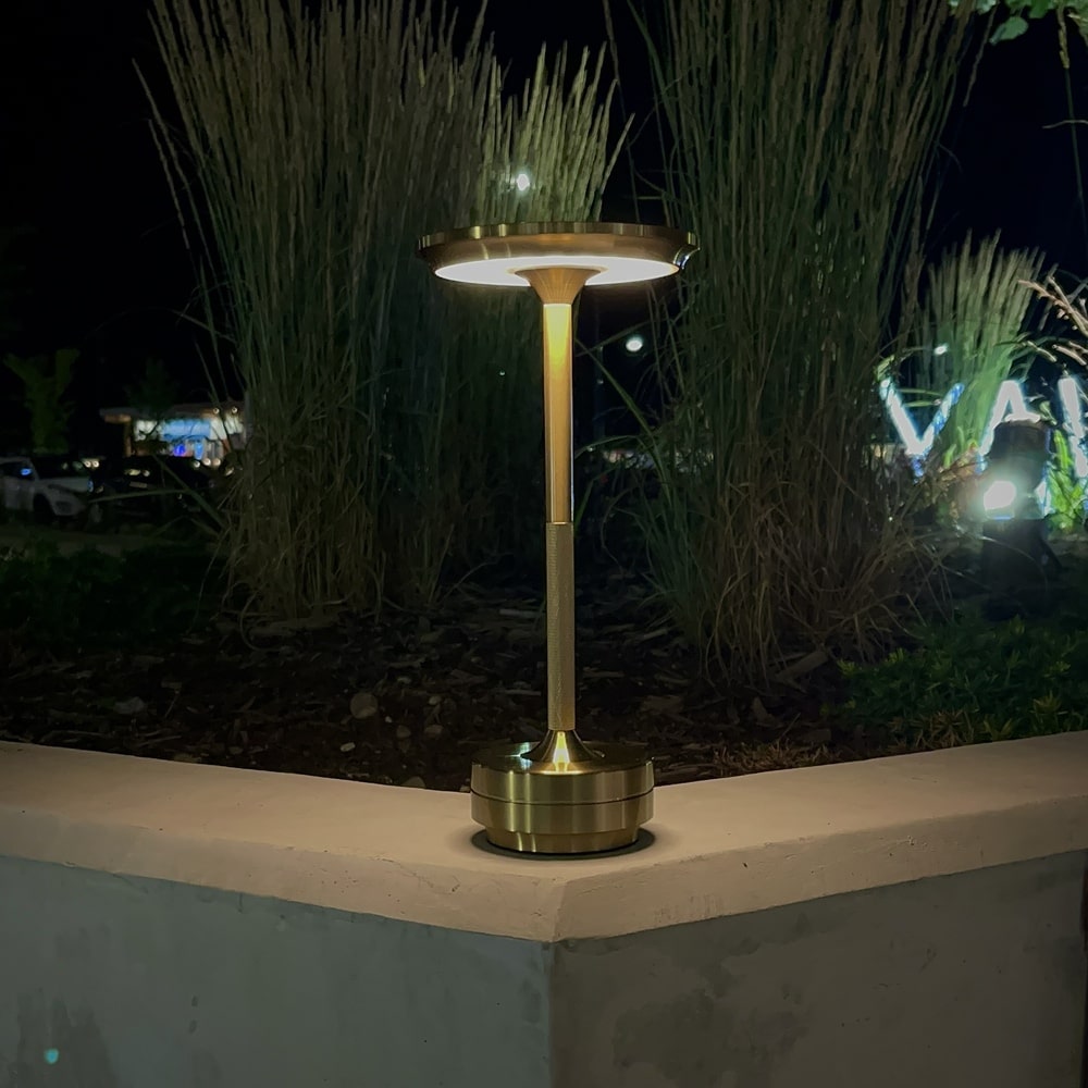 Cordless Table Lamp Rechargeable, Metallic Modern Bedside Lamp - Portable LED Dimmable Mood Light for Bedroom Restaurant Bar