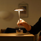 Cordless Table Lamp Rechargeable, Metallic Modern Bedside Lamp - Portable LED Dimmable Mood Light for Bedroom Restaurant Bar