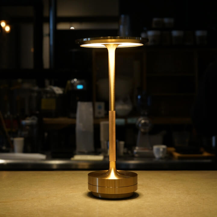 Cordless Table Lamp Rechargeable, Metallic Modern Bedside Lamp - Portable LED Dimmable Mood Light for Bedroom Restaurant Bar