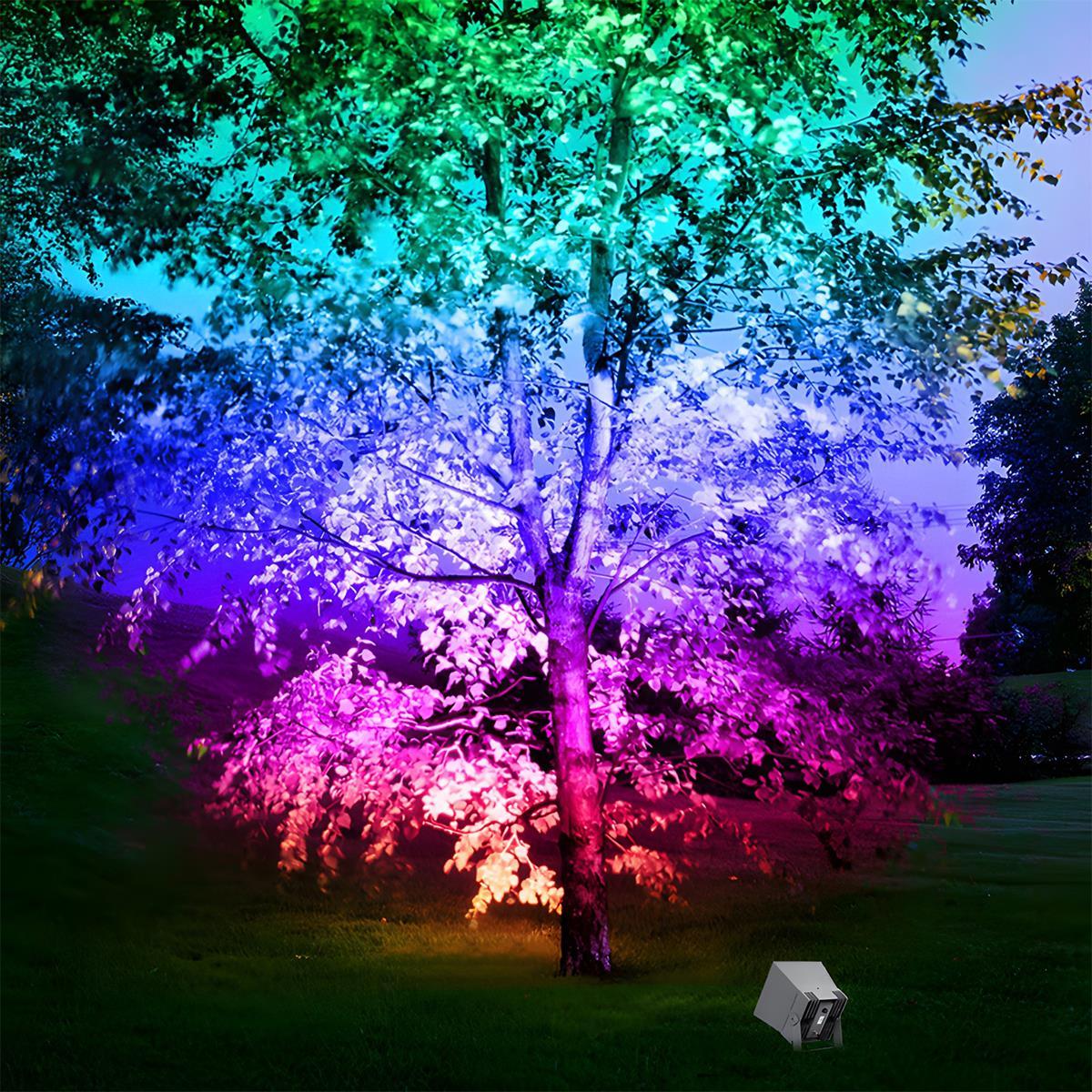 Outdoor RGB LED Spotlight Waterproof, Rainbow Color Landscape Light - Garden Tree Uplight Spot Lighting for Yard Patio Facade