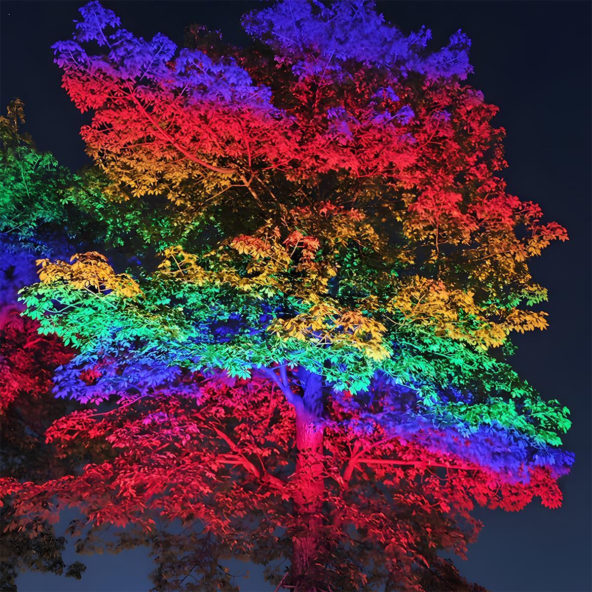 Outdoor RGB LED Spotlight Waterproof, Rainbow Color Landscape Light - Garden Tree Uplight Spot Lighting for Yard Patio Facade