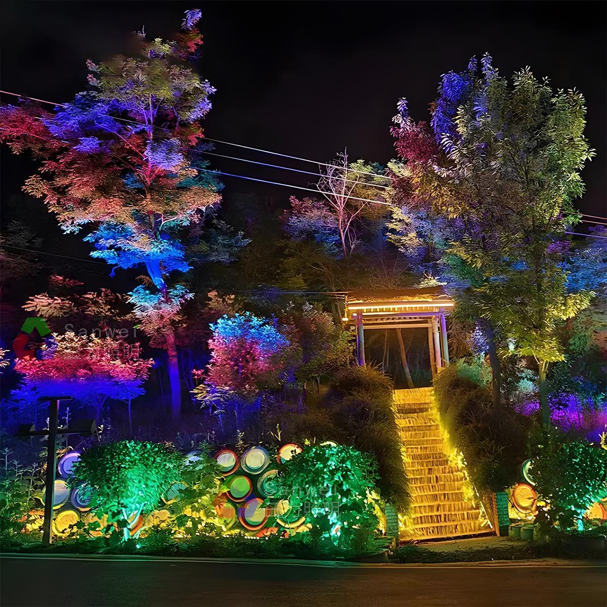 Outdoor RGB LED Spot Light Waterproof, Color Changing Landscape Light - Garden Tree Uplighting Spotlight for Yard Patio Wall