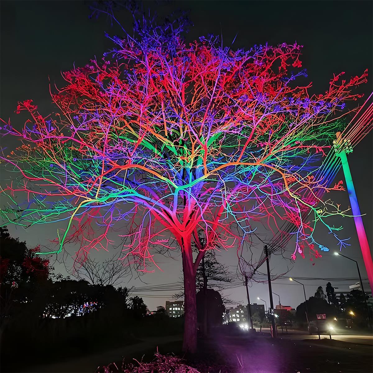 Outdoor RGB LED Spot Light Waterproof, Color Changing Landscape Light - Garden Tree Uplighting Spotlight for Yard Patio Wall