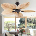 Palm Leaf Ceiling Fan with Remote, Tropical 6-Speed Indoor Fan - Decorative Cooling Ceiling Fan for Living Room Bedroom Patio