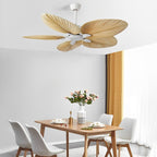Palm Leaf Ceiling Fan with Remote, Tropical 6-Speed Indoor Fan - Decorative Cooling Ceiling Fan for Living Room Bedroom Patio