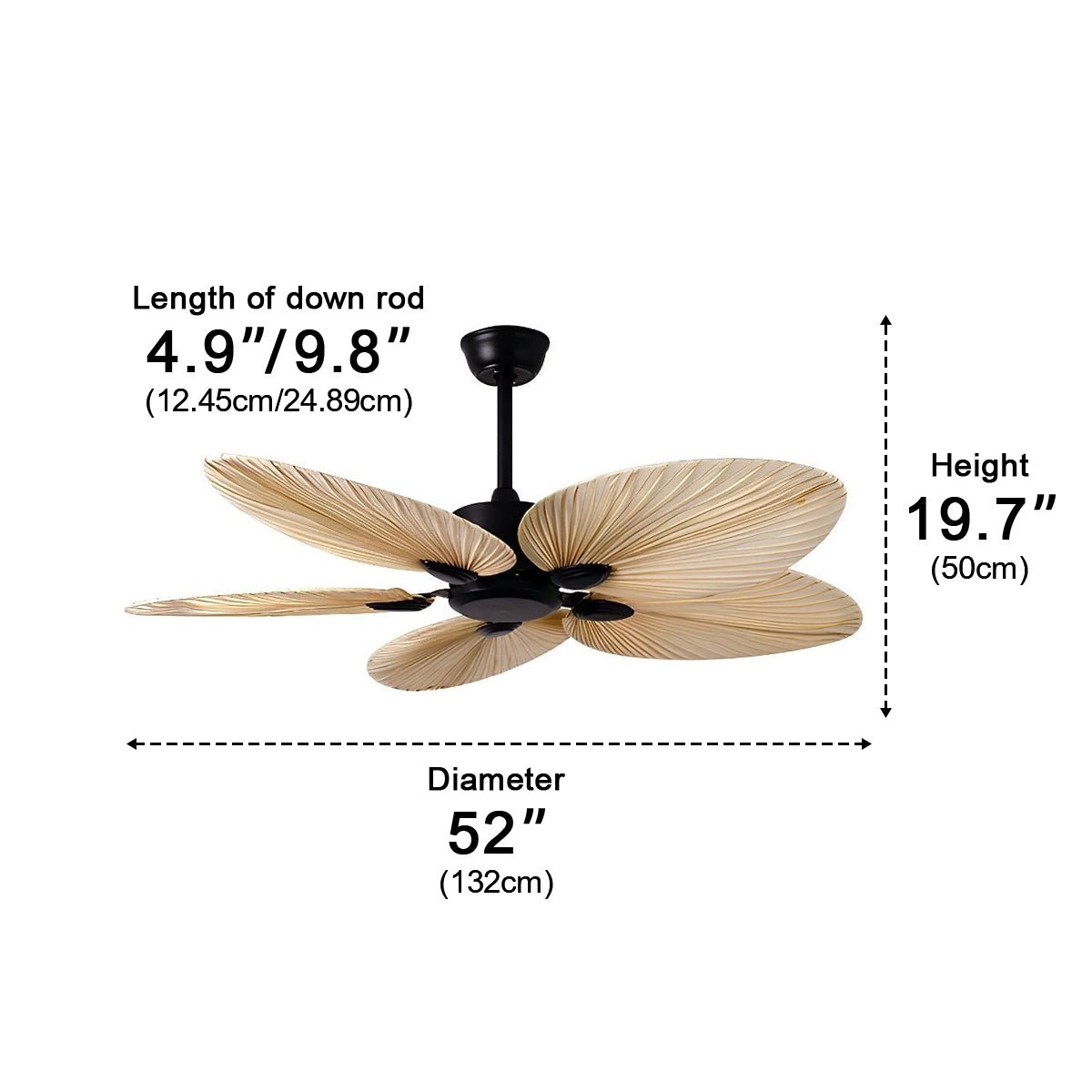 Palm Leaf Ceiling Fan with Remote, Tropical 6-Speed Indoor Fan - Decorative Cooling Ceiling Fan for Living Room Bedroom Patio