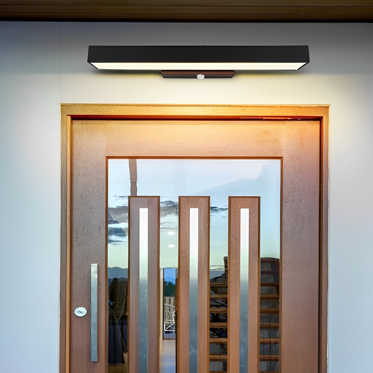 Motion Sensor Outdoor Wall Light Waterproof, Black Rectangular LED Sconce - Modern Exterior Wall Lighting for Porch Garage