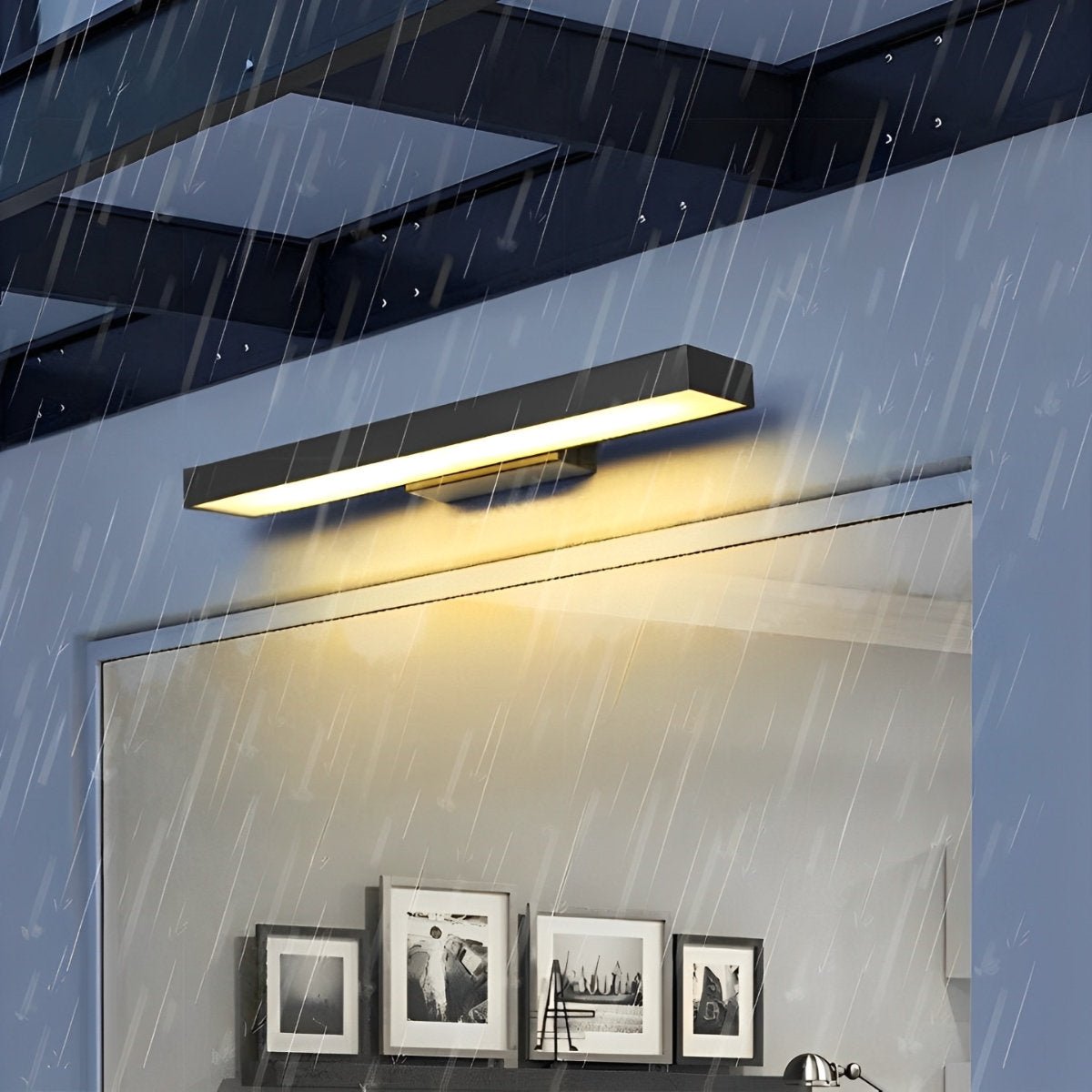 Motion Sensor Outdoor Wall Light Waterproof, Black Rectangular LED Sconce - Modern Exterior Wall Lighting for Porch Garage