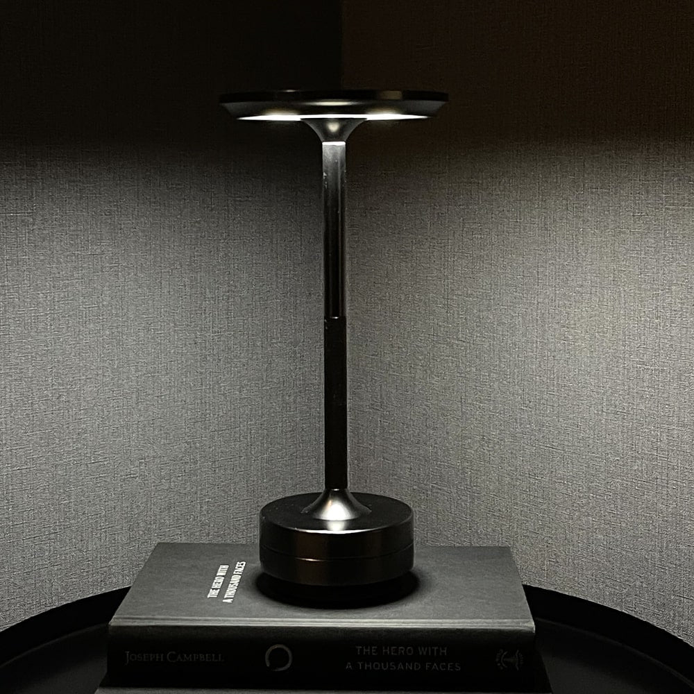 Cordless Table Lamp Rechargeable, Metallic Modern Bedside Lamp - Portable LED Dimmable Mood Light for Bedroom Restaurant Bar