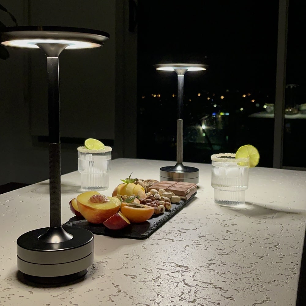 Cordless Table Lamp Rechargeable, Metallic Modern Bedside Lamp - Portable LED Dimmable Mood Light for Bedroom Restaurant Bar