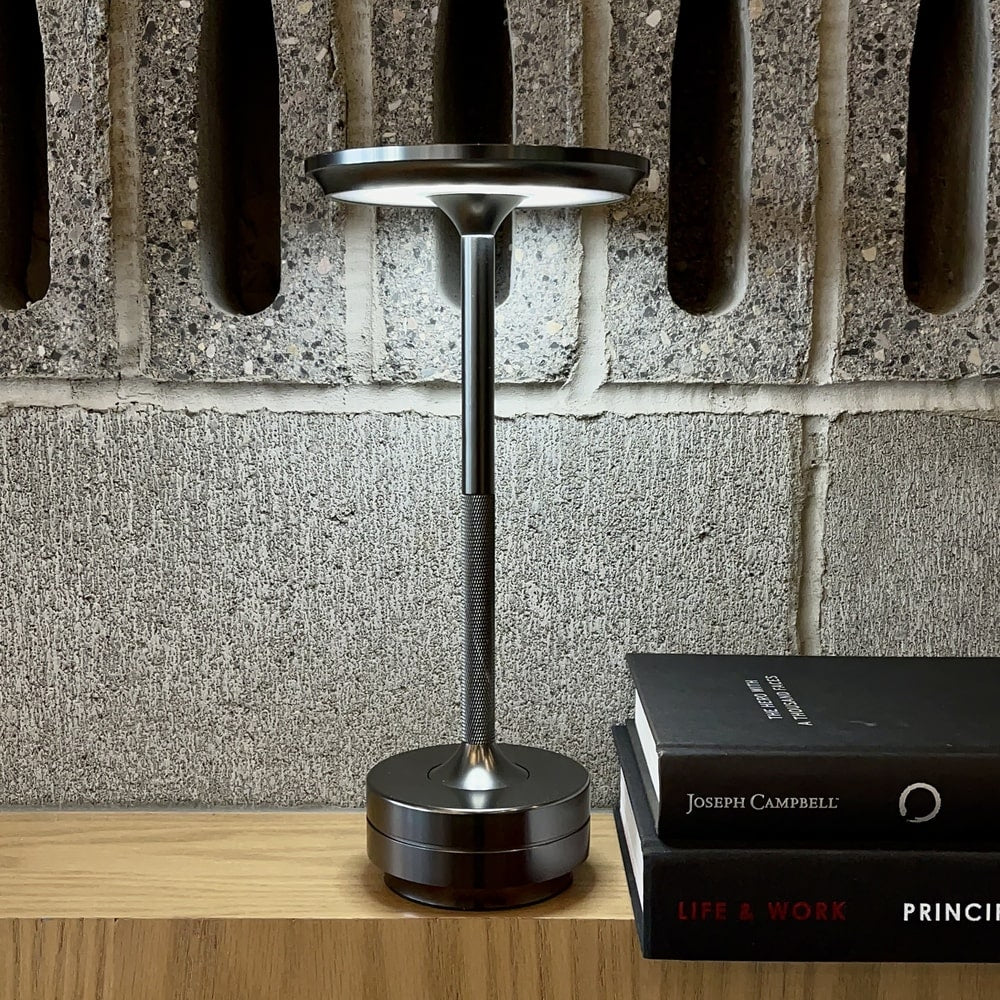 Cordless Table Lamp Rechargeable, Metallic Modern Bedside Lamp - Portable LED Dimmable Mood Light for Bedroom Restaurant Bar