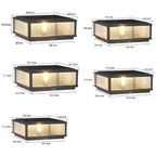 Square Pillar Light Ribbed Glass Outdoor Metal Light