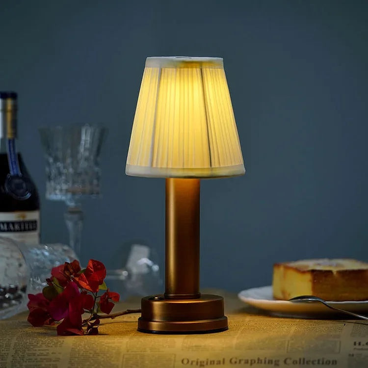 Fabric Table Lamp, Modern Bedside Desk Lamp with Linen Shade - Decorative Nightstand Lighting for Bedroom Living Room