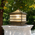 Stone Pillar Solar Lights Retro Copper Waterproof Fence Post Light