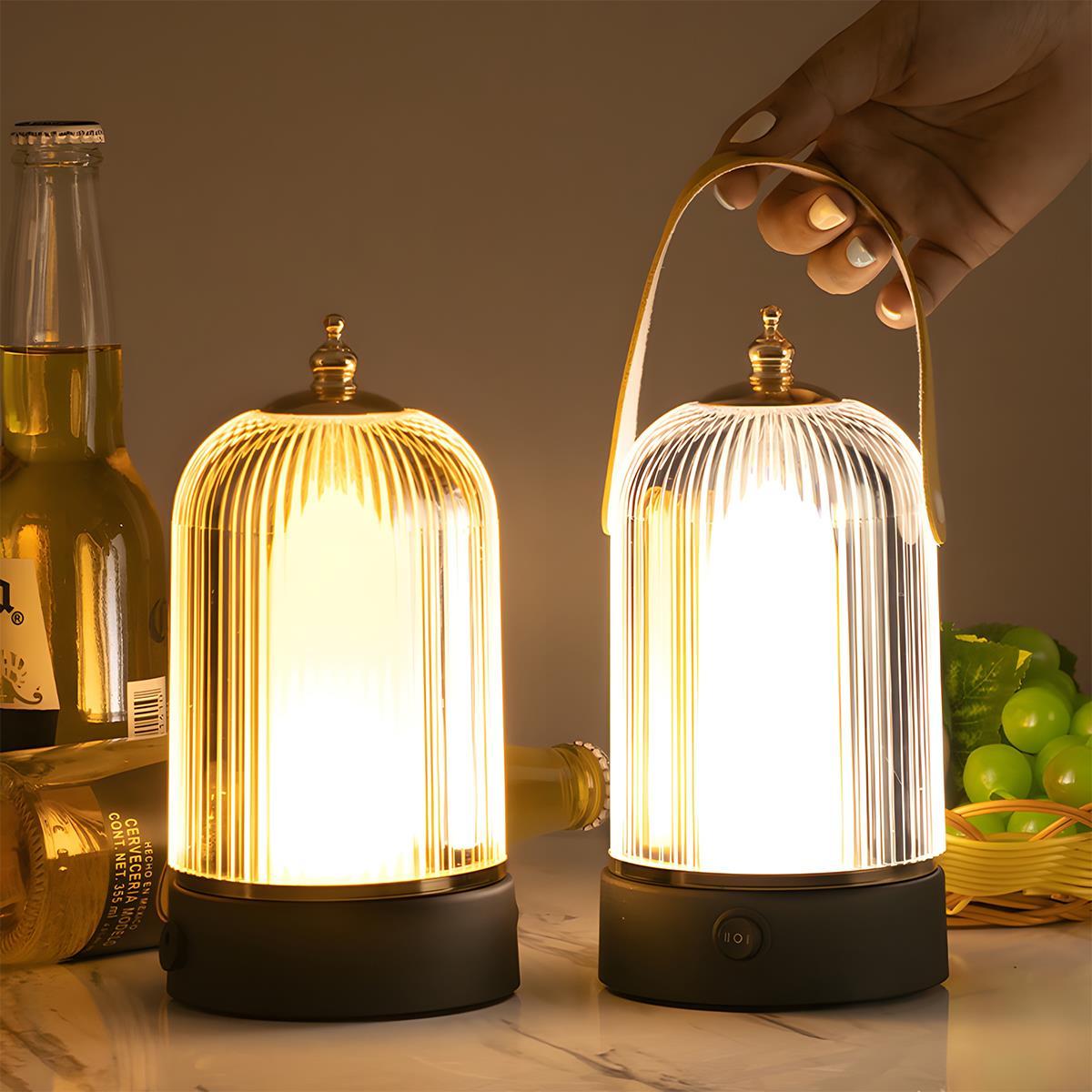 Rechargeable Table Lamp Dimmable, Vintage Cordless Atmosphere Lamp - Portable LED Bedside Mood Light for Bedroom Restaurant
