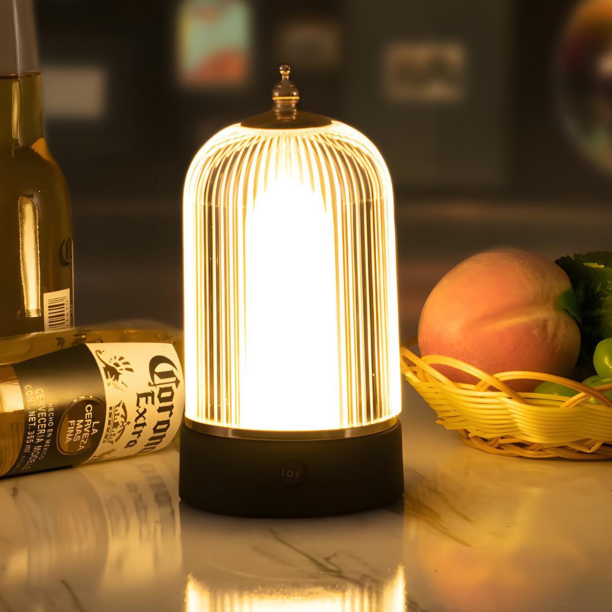 Rechargeable Table Lamp Dimmable, Vintage Cordless Atmosphere Lamp - Portable LED Bedside Mood Light for Bedroom Restaurant