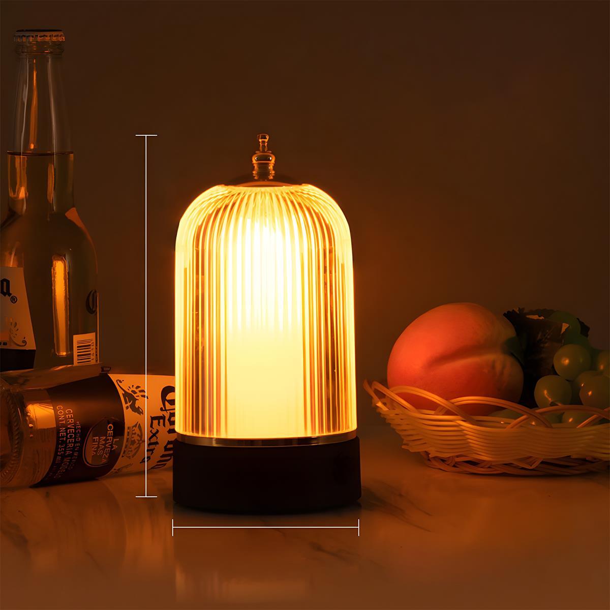 Rechargeable Table Lamp Dimmable, Vintage Cordless Atmosphere Lamp - Portable LED Bedside Mood Light for Bedroom Restaurant