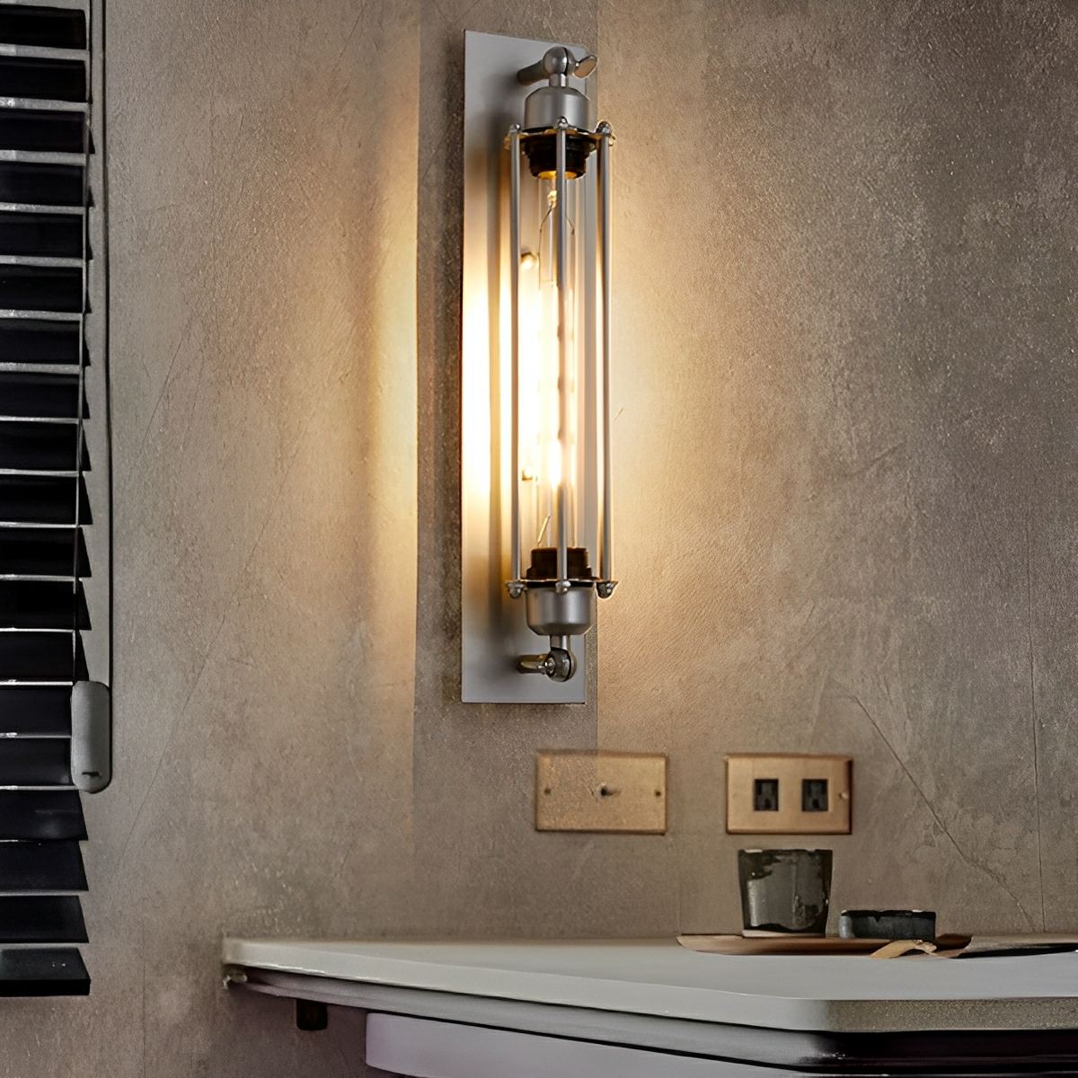 Industrial Wall Sconce, Vintage Iron LED Wall Light - Rustic Indoor Wall Lighting Fixture for Living Room Bedroom Hallway Stairs