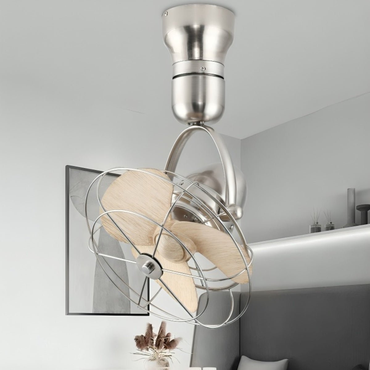 Ceiling Fan with Remote, Vintage Swing Rotation 6-Speed Adjustable Fan - Modern Indoor Cooling Fan for Living Room Bedroom