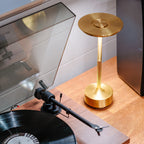 Cordless Table Lamp Rechargeable, Metallic Modern Bedside Lamp - Portable LED Dimmable Mood Light for Bedroom Restaurant Bar