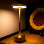 Cordless Table Lamp Rechargeable, Metallic Modern Bedside Lamp - Portable LED Dimmable Mood Light for Bedroom Restaurant Bar