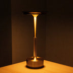 Cordless Table Lamp Rechargeable, Metallic Modern Bedside Lamp - Portable LED Dimmable Mood Light for Bedroom Restaurant Bar
