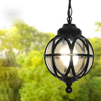 Outdoor Chandelier Light Waterproof, Aluminum Glass Ball Pendant - Adjustable Hanging Ceiling Light for Porch Gazebo Patio