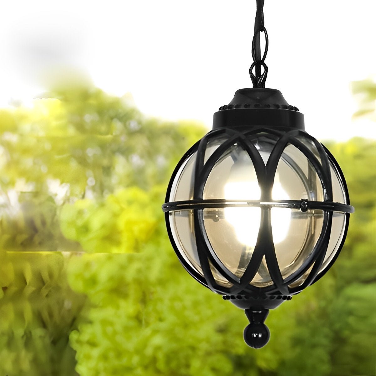 Outdoor Chandelier Light Waterproof, Aluminum Glass Ball Pendant - Adjustable Hanging Ceiling Light for Porch Gazebo Patio