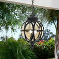 Outdoor Chandelier Light Waterproof, Aluminum Glass Ball Pendant - Adjustable Hanging Ceiling Light for Porch Gazebo Patio