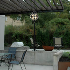 Outdoor Chandelier Light Waterproof, Aluminum Glass Ball Pendant - Adjustable Hanging Ceiling Light for Porch Gazebo Patio
