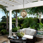 Outdoor Chandelier Light Waterproof, Aluminum Glass Ball Pendant - Adjustable Hanging Ceiling Light for Porch Gazebo Patio